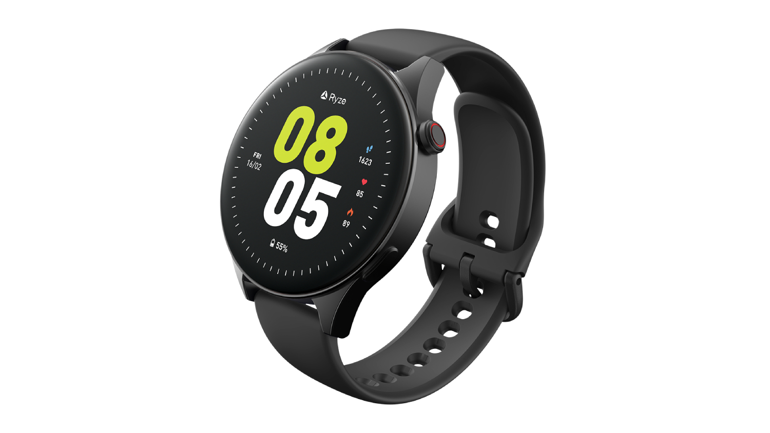 Ryze Wave SmartWatch - Black Case with Black/Blue Band (Bluetooth)