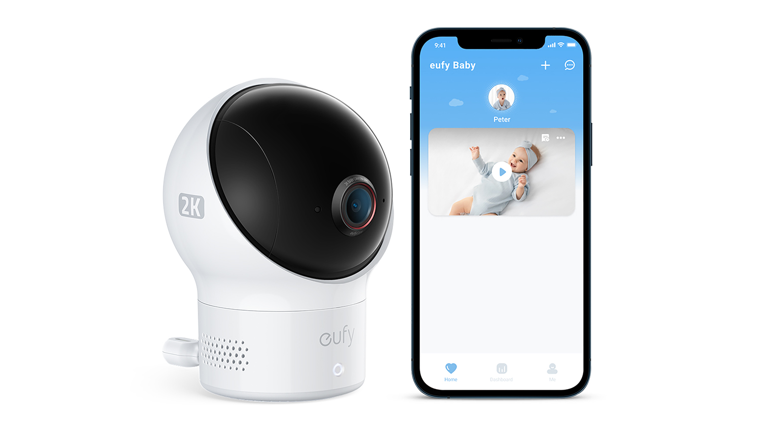Eufy Baby Monitor - White (Wired, 2K, Night Vision)