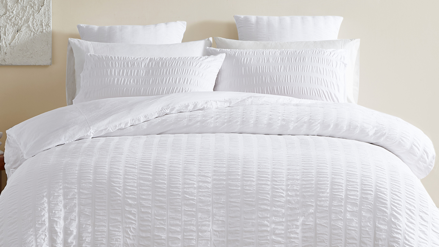 Seersucker White Duvet Cover Set by L'Avenue