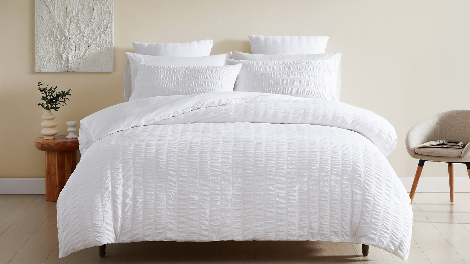 Seersucker White European Pillowcase by L'Avenue