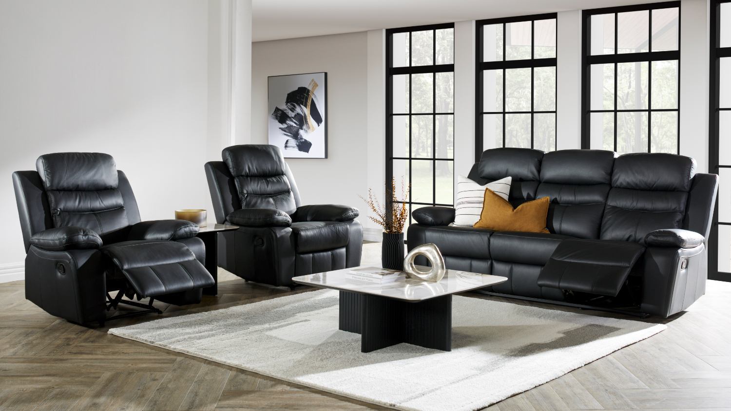 Rozelle 3 Piece Leather Recliner Lounge Suite