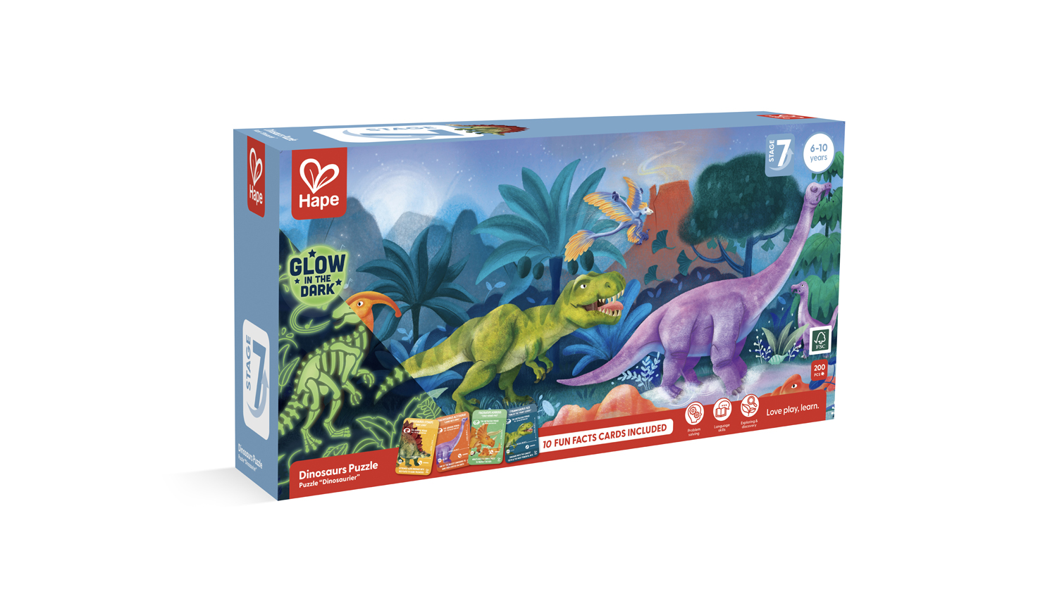 Hape Glow-In-The-Dark Dinosaur Puzzle 200pcs.