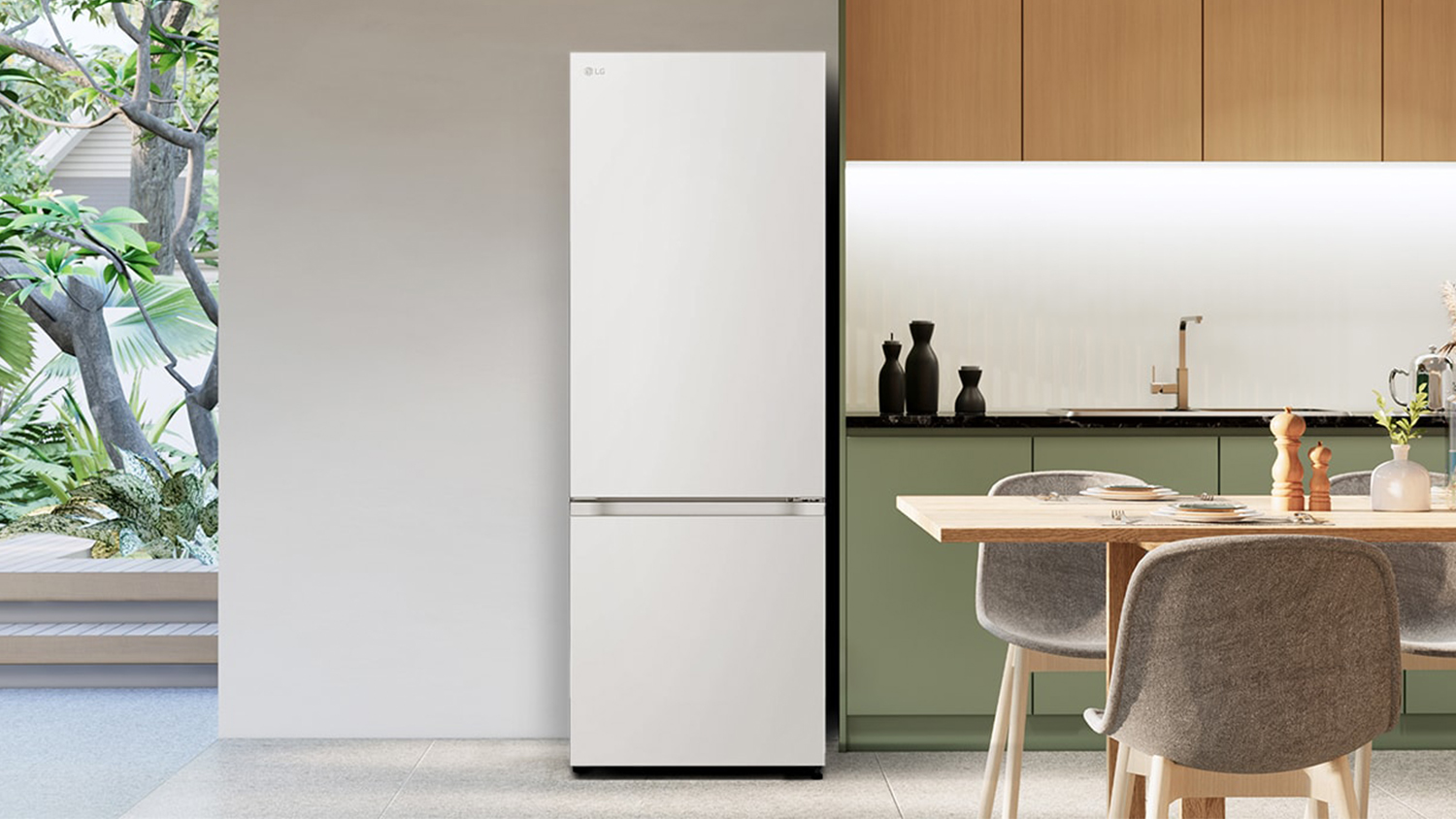 LG 335L Smart Bottom Mount Fridge Freezer - Matte White (GB-B300MWH)