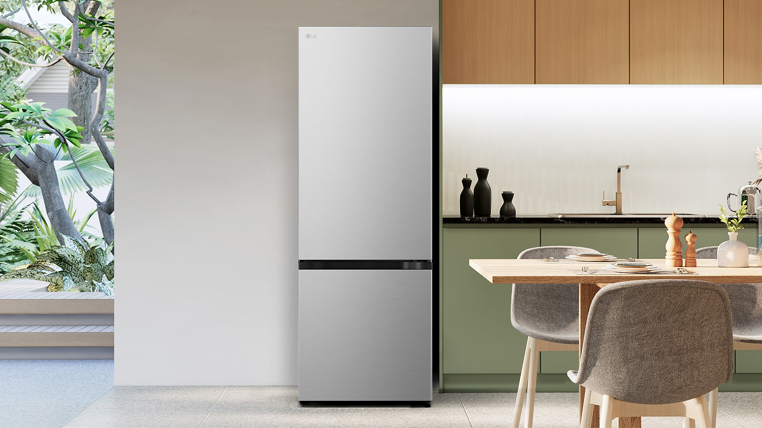 LG 335L Smart Bottom Mount Fridge Freezer - Platinum Silver (GB-B300PL)