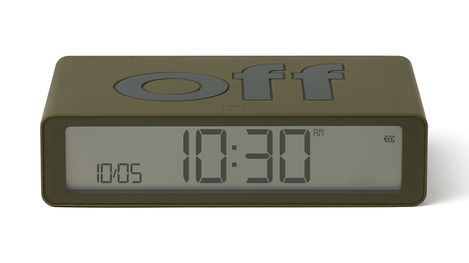 Lexon Flip+ Alarm Clock with USB-C Charging - Khaki