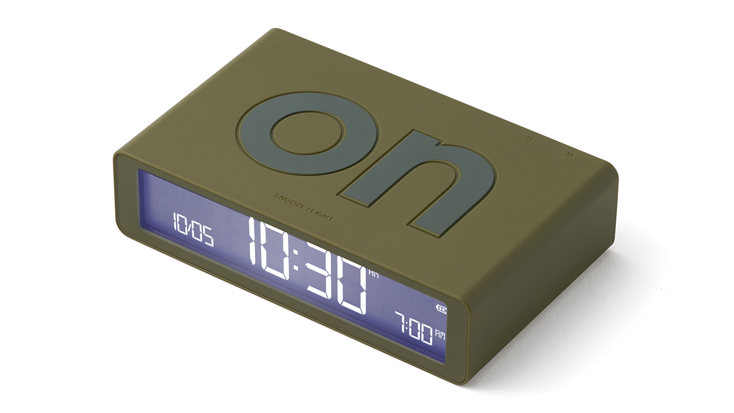 Lexon Flip+ Alarm Clock with USB-C Charging - Khaki