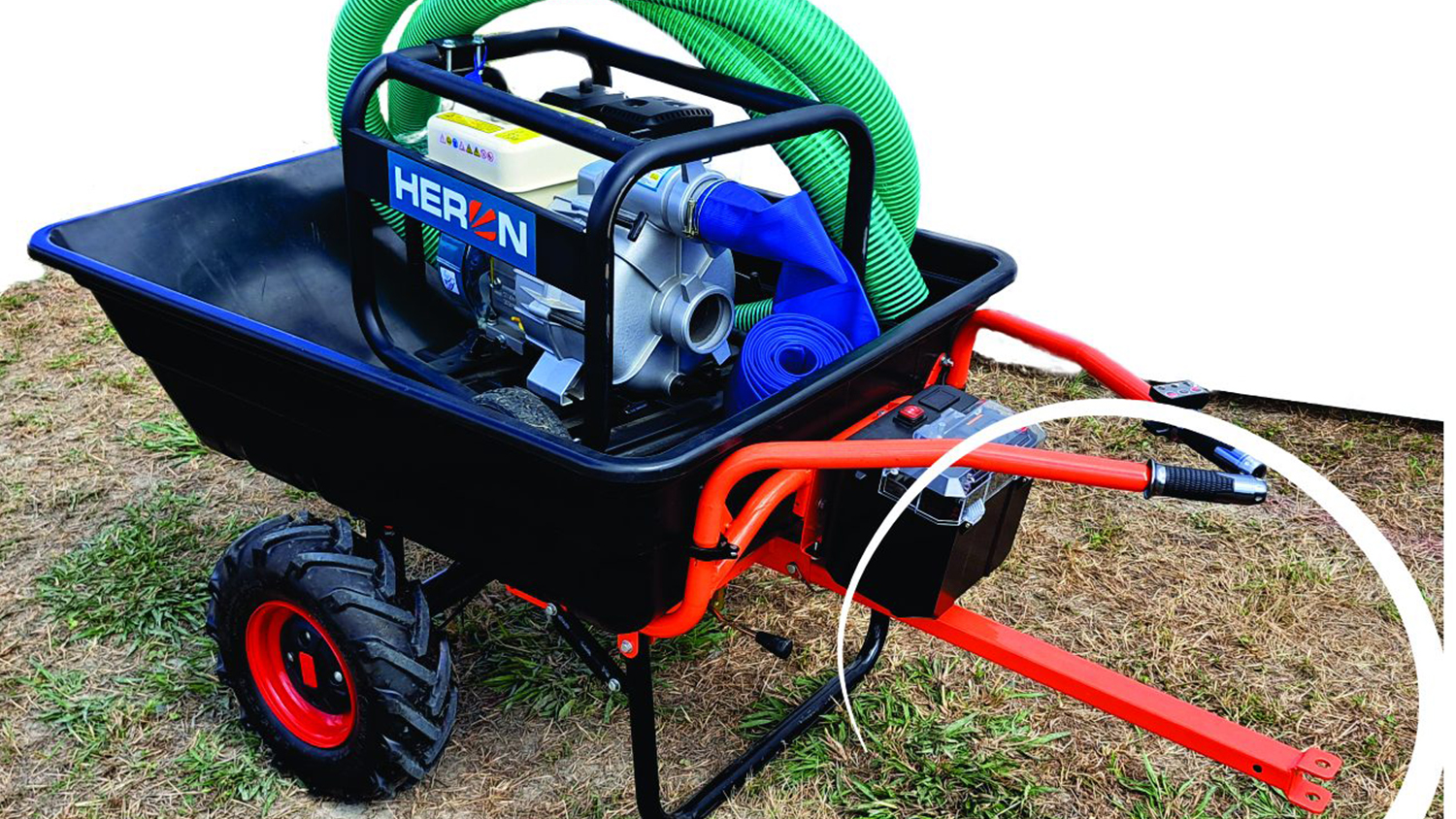 Extol Motorized Wheelbarrow 300L with Trailer Hitch