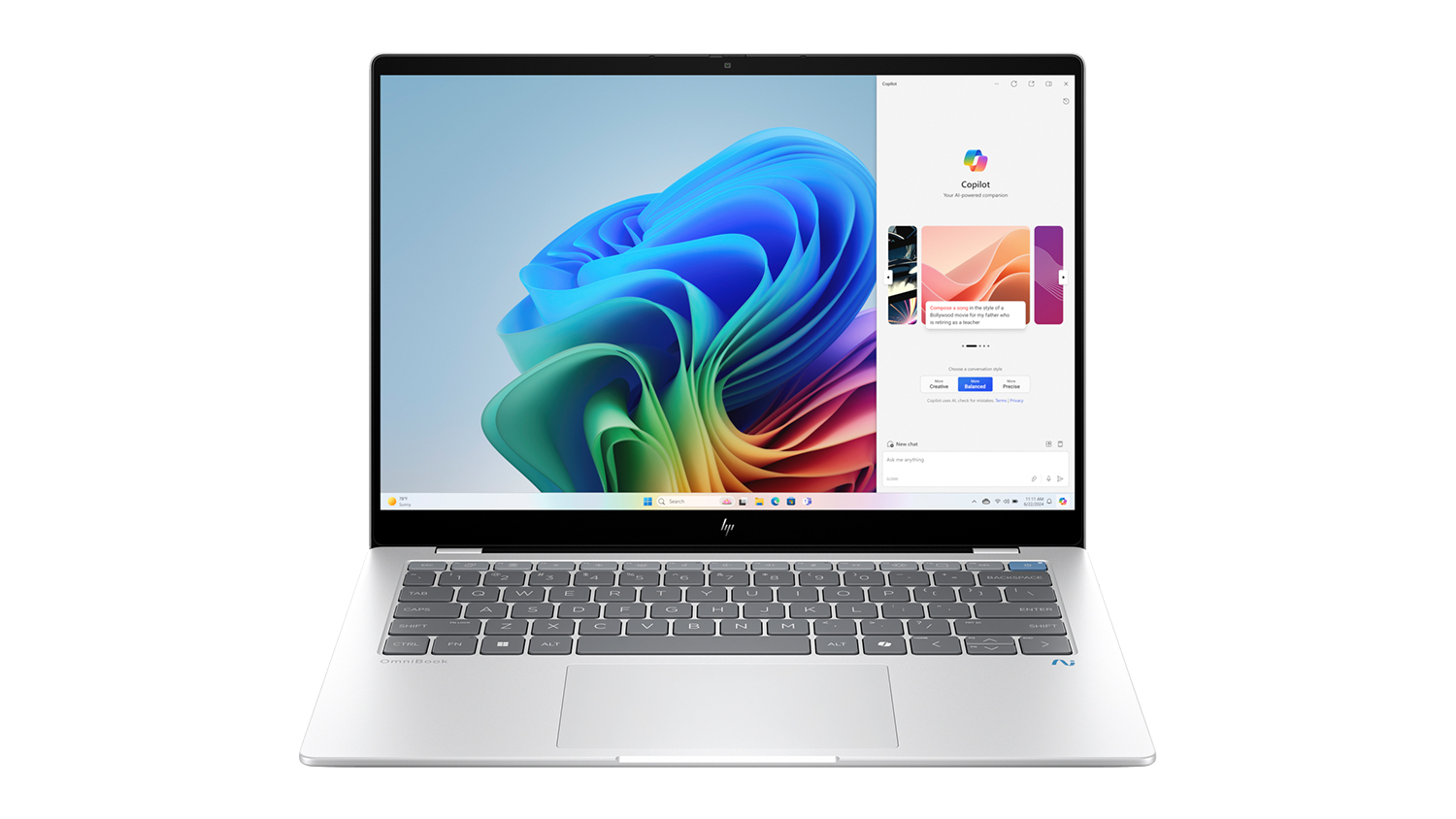 HP OmniBook X 14&quot; Laptop - Snapdragon X Plus 16GB-RAM 512GB-SSD Copilot+ PC - Glacier Silver (14-FE1000QU)