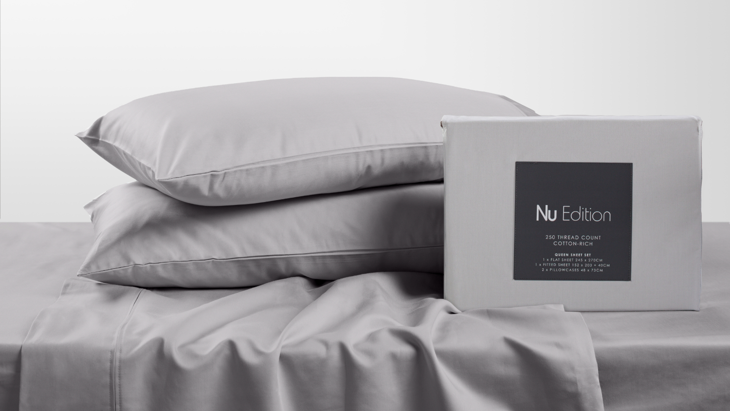 250TC Cotton Rich Silver Sheet Set by Nu Edition