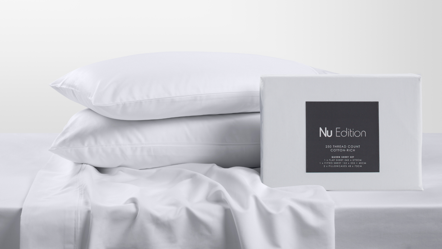 250TC Cotton Rich White Sheet Set by Nu Edition