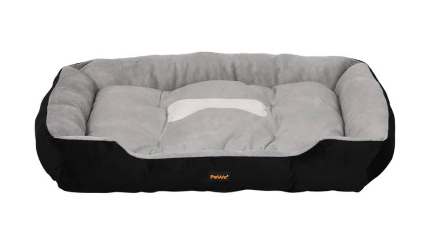 PaWz Plush Dog Bed with Bolsters 120 x 80 x 15cm - Black