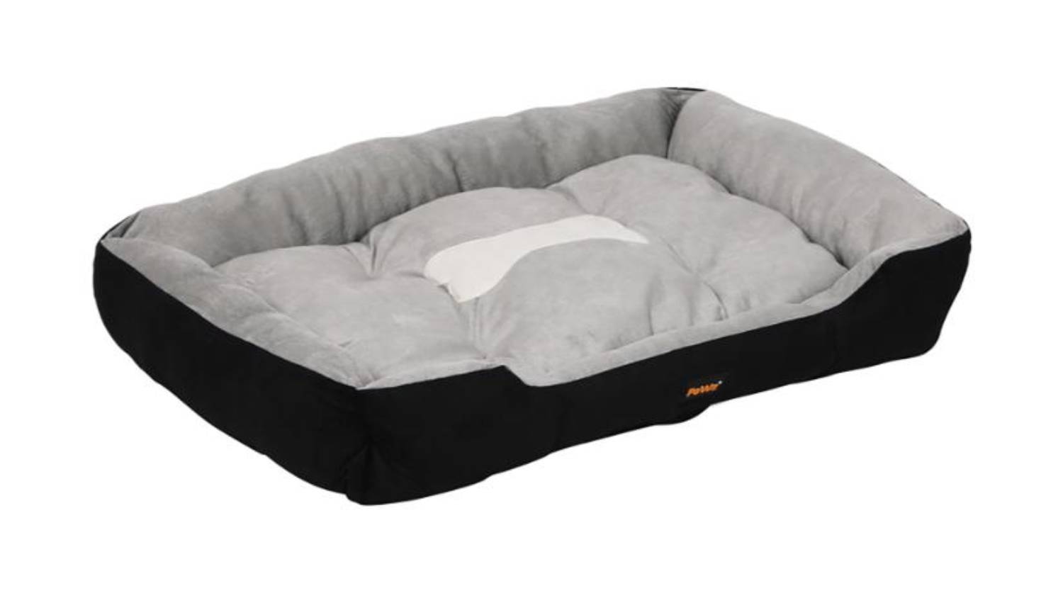 PaWz Plush Dog Bed with Bolsters 120 x 80 x 15cm - Black
