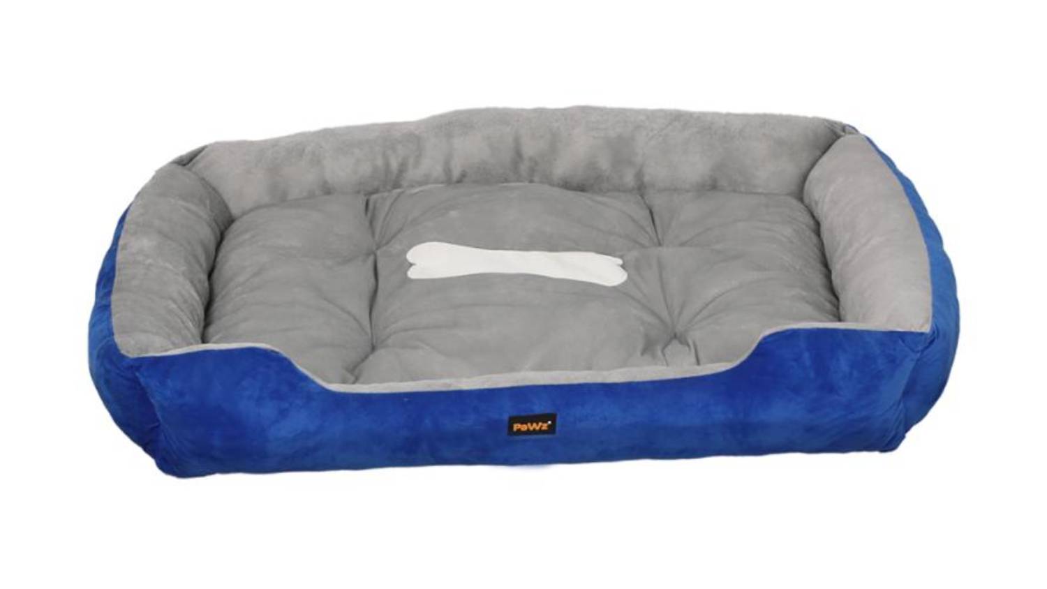 PaWz Plush Dog Bed with Bolsters 120 x 80 x 15cm - Blue