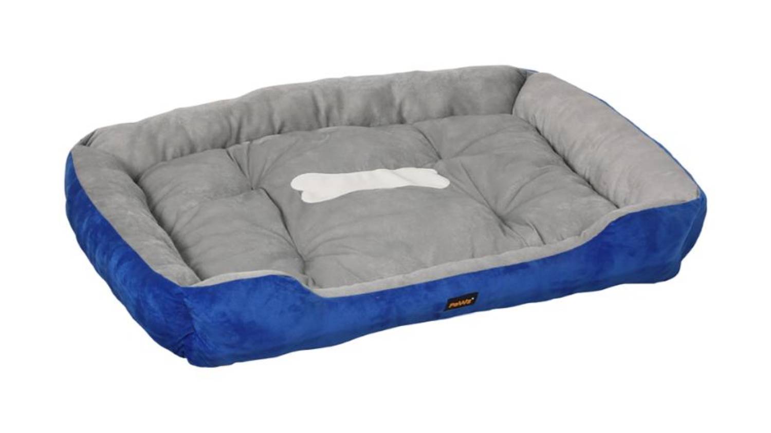 PaWz Plush Dog Bed with Bolsters 120 x 80 x 15cm - Blue