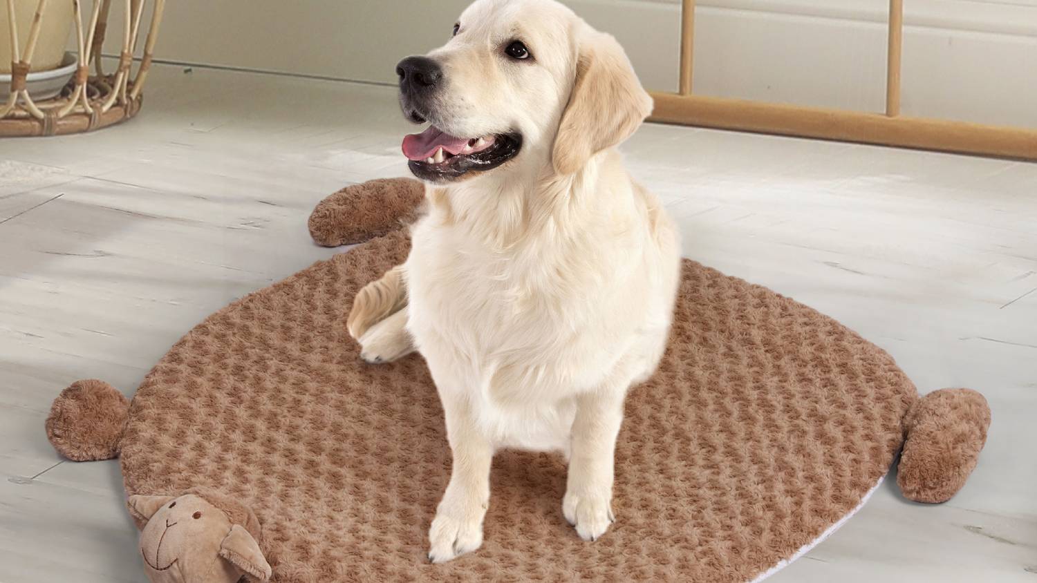 PaWz Squeaky Pet Cushion 102 x 96cm - Tan Lamby