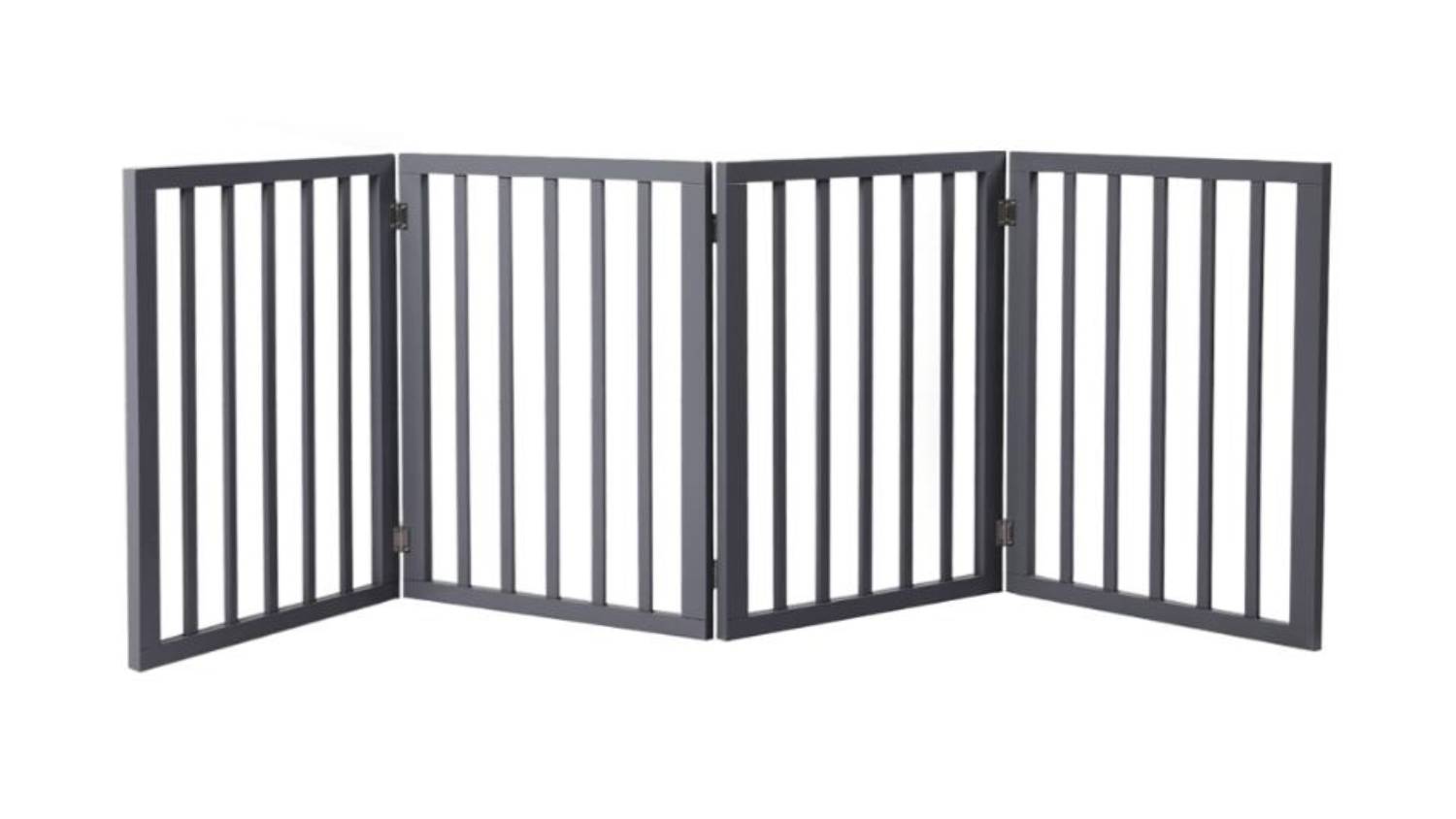 PaWz 4 Panel Wooden Pet Gate - Grey