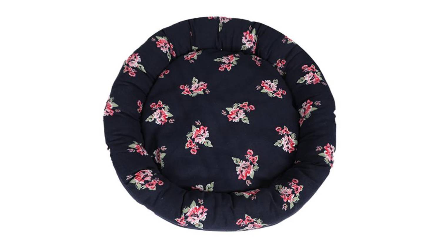 PaWz Plush Donut Dog Bed 120 x 24cm - Navy/Floral Pattern