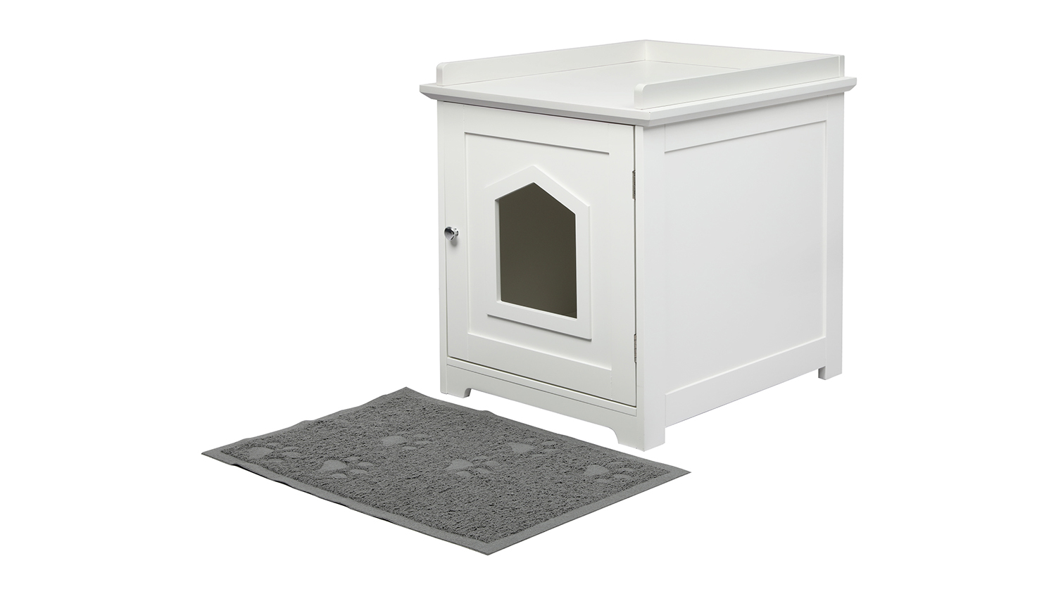 PaWz Covered Discreet Cat Litter Box Cubby with Shelf - White