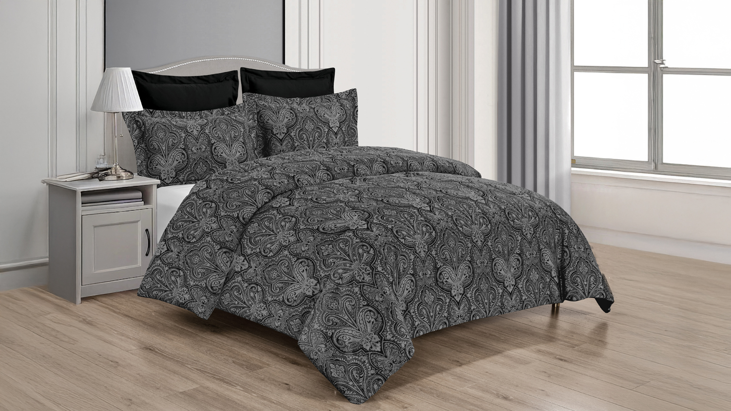 Caspian Black 5 Piece Comforter Set