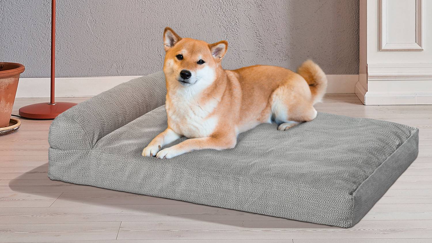 PaWz Premium Orthopedic Memory Foam Bed with Pillow 91 x 68cm - Grey