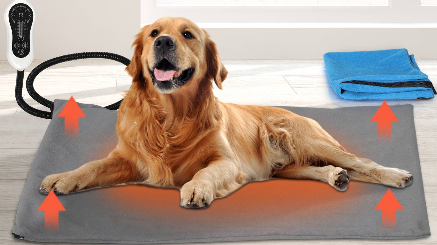 PaWz Heated Pet Mat with Washable Cover, Timer 71 x 43cm