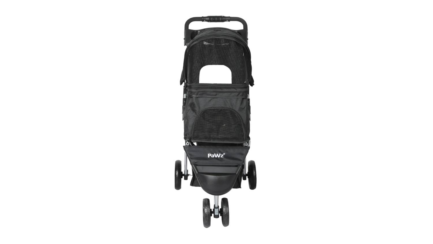 PaWz Large Tri-Wheel Pet Stroller with Drink Holder - Black