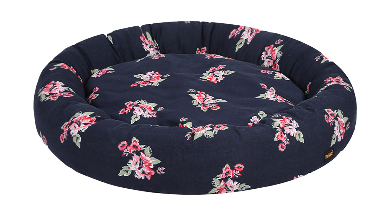 PaWz Plush Donut Dog Bed 50 x 20cm - Navy/Floral Pattern