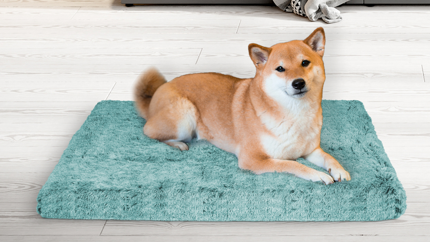 PaWz Premium Fluffy SuperMat Calming Pet Bed 91 x 68 x 10cm - Green