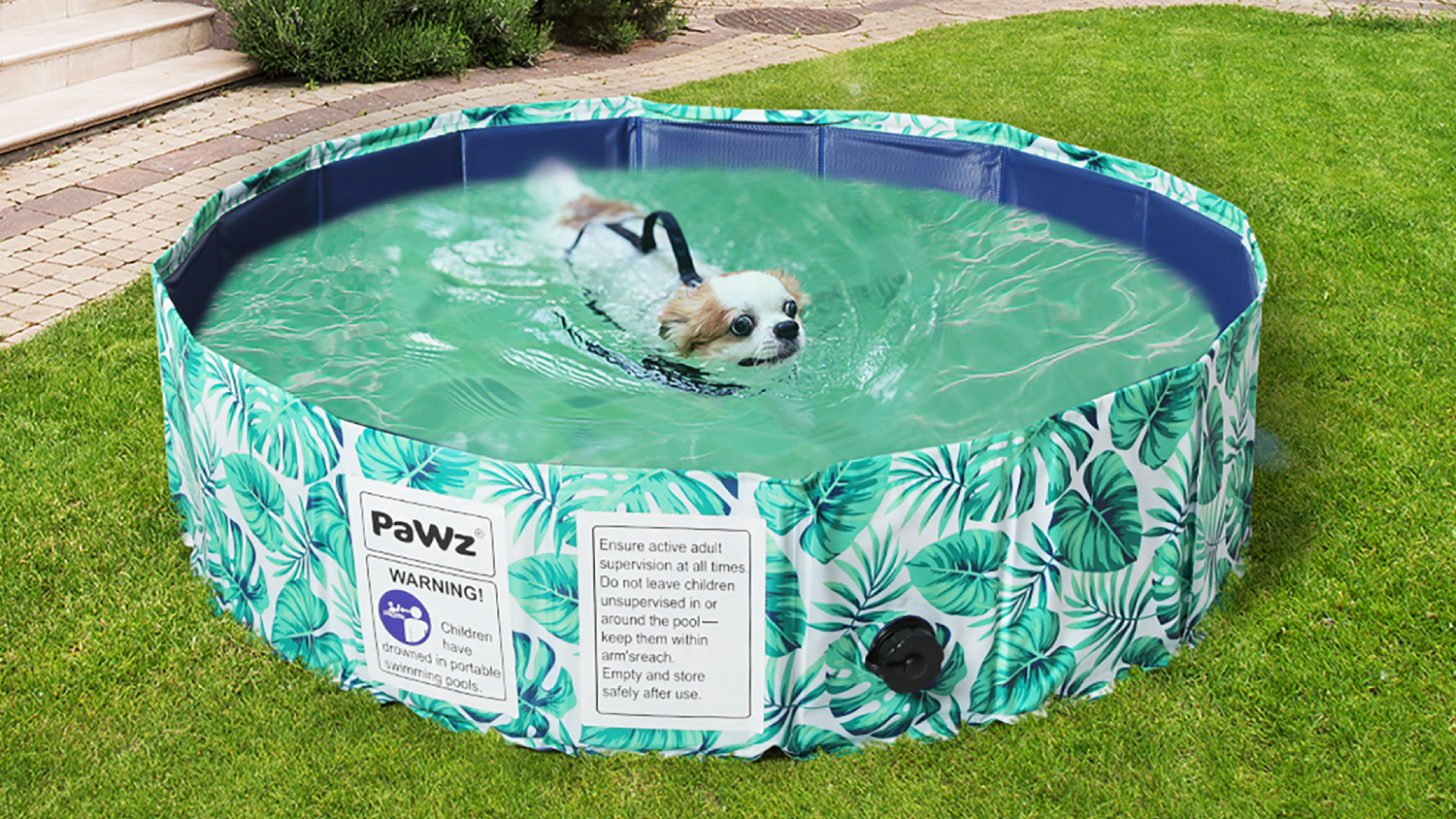 PaWz Folding Pet Pool 80 x 20cm - Tropical Leaves