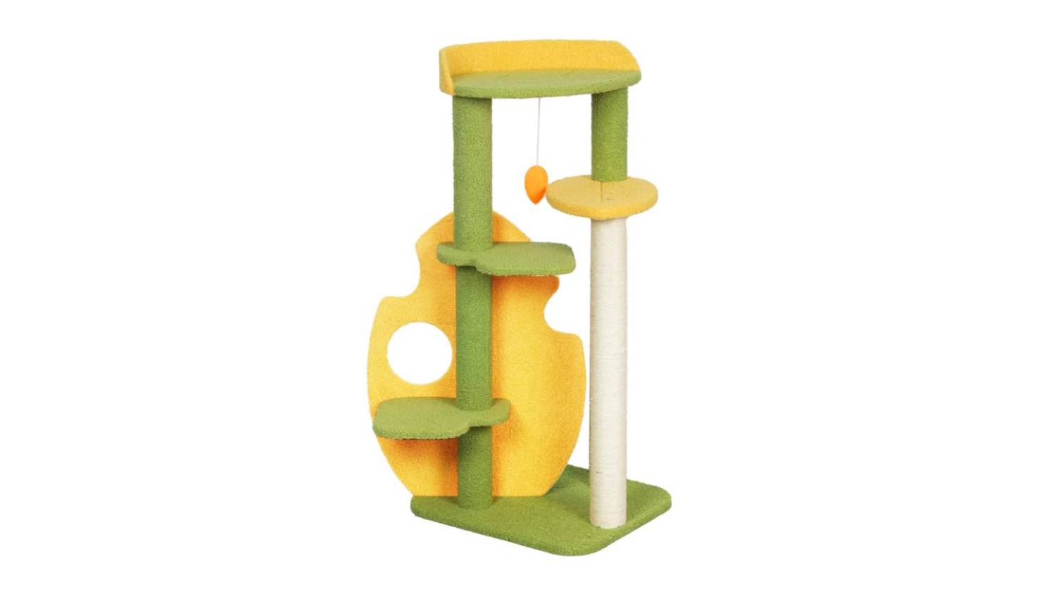 PaWz Cat Tower with Scratching Posts, Pompom 100cm - Spring Leaves