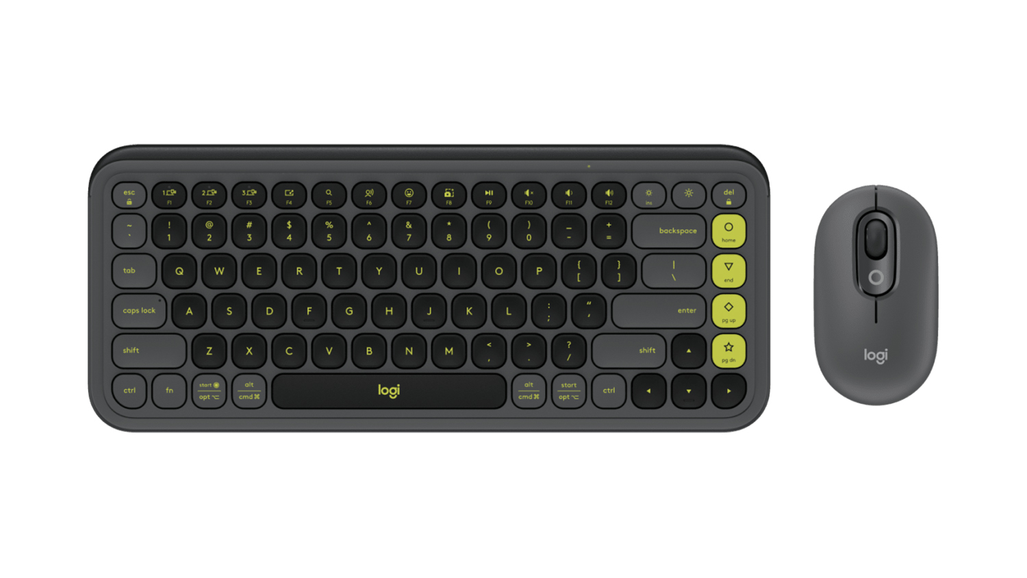 Logitech POP Icon Keys Wireless Keyboard & Mouse Bundle with Customisable Action Keys/Button - Graphite (920-013121)