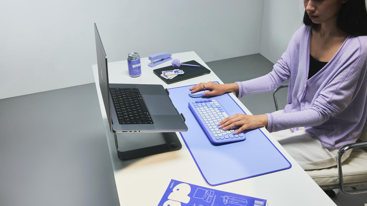 Logitech POP Icon Keys Wireless Keyboard with Customisable Action Keys - Lilac (920-013086)