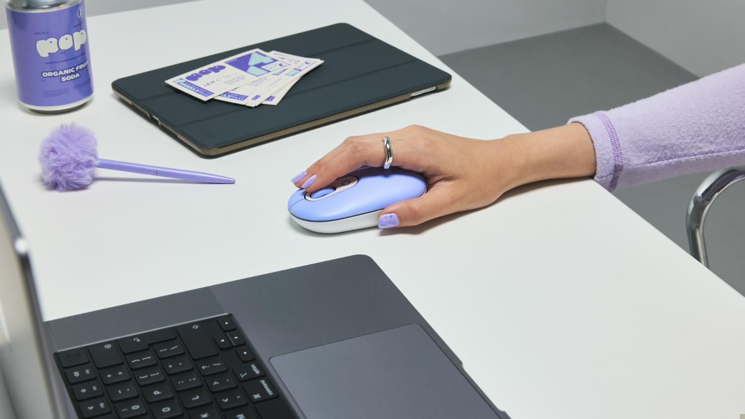 Logitech POP Wireless Mouse with Customizable Button - Lilac