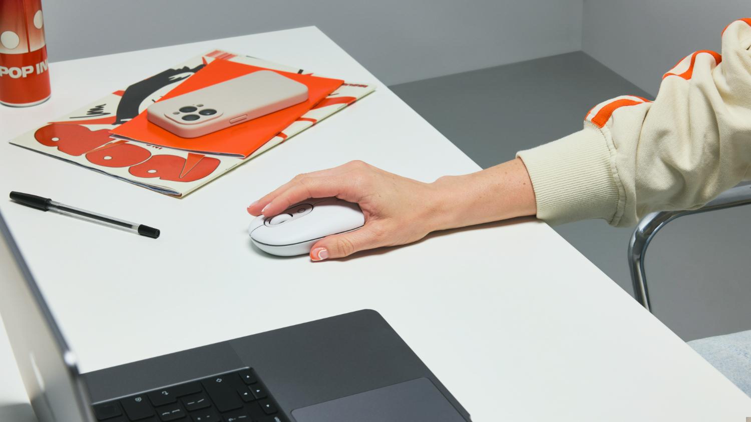 Logitech POP Wireless Mouse with Customizable Button - Off White