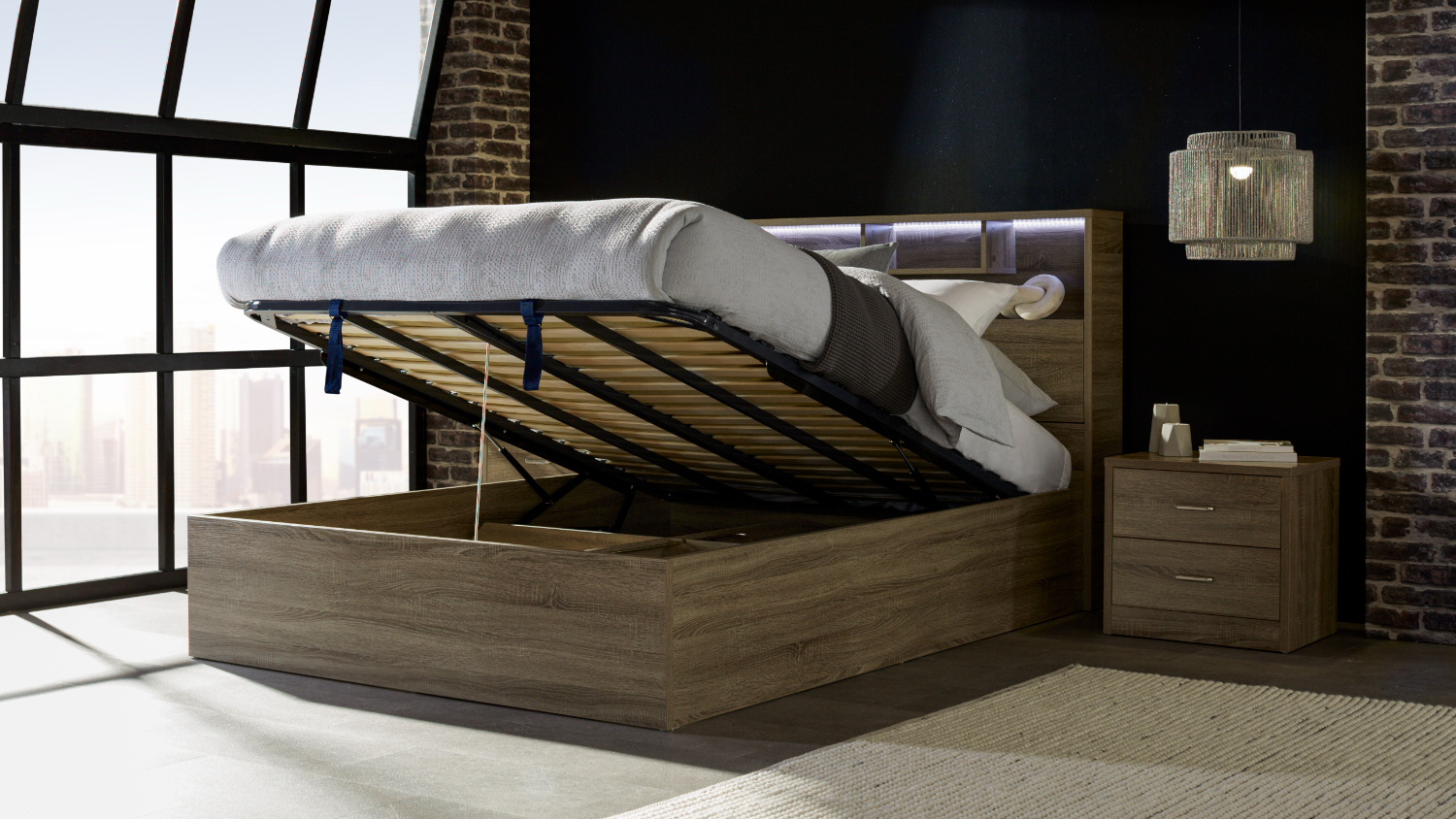 Edge Queen Gas Lift Storage Bed Frame