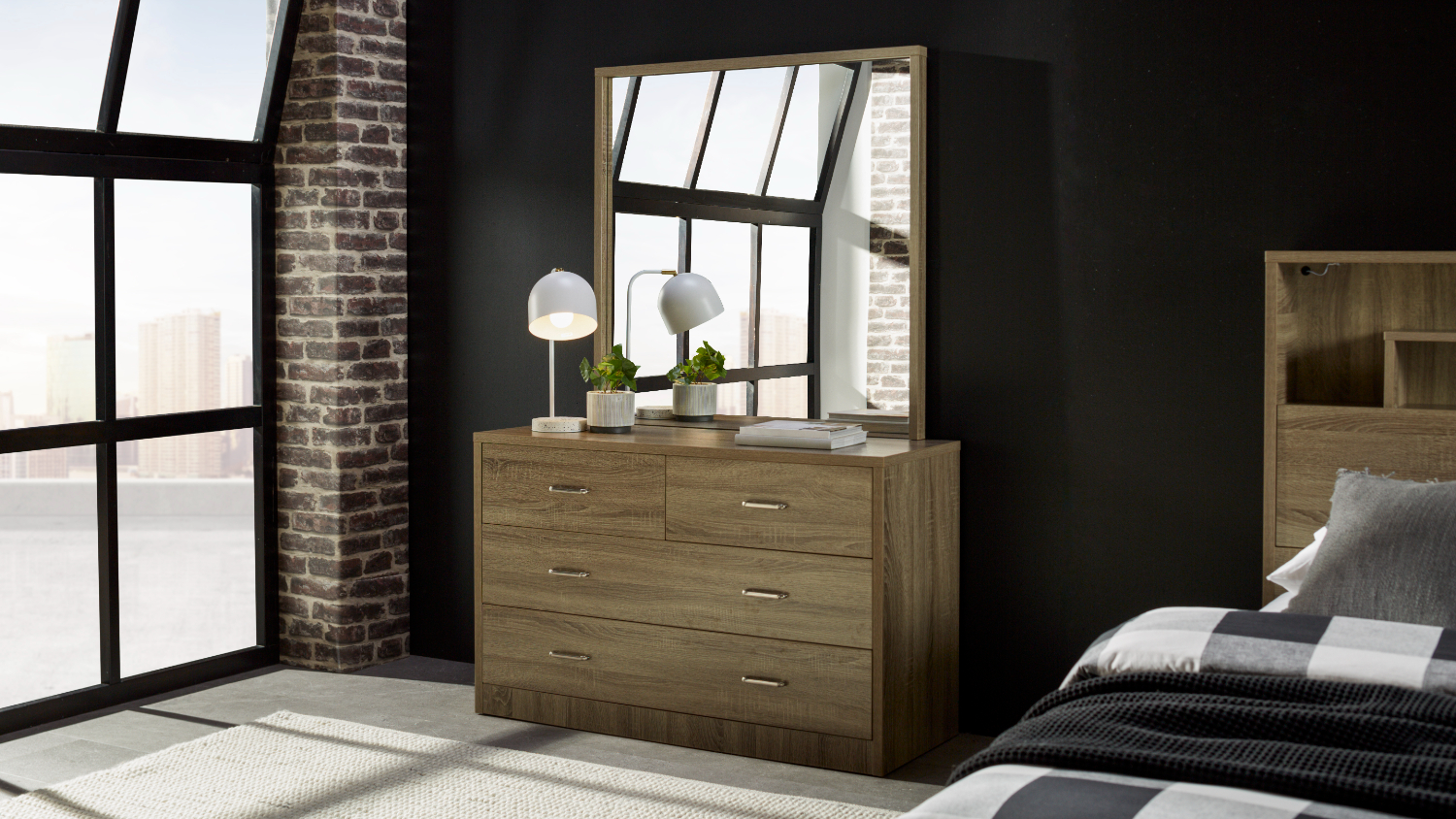 Edge 4 Drawer Dresser and Mirror