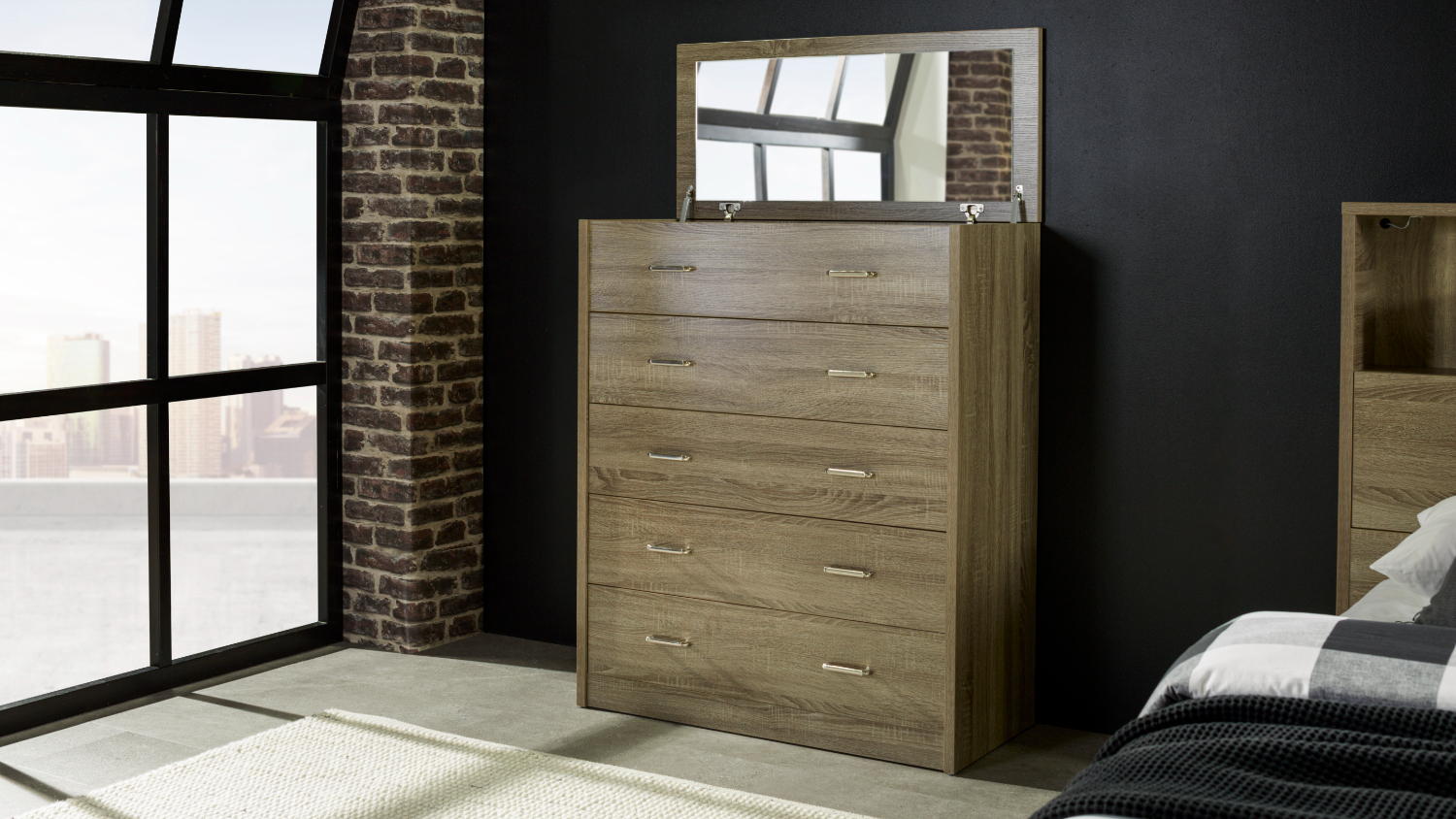 Edge 5 Drawer Tallboy with Lift Top