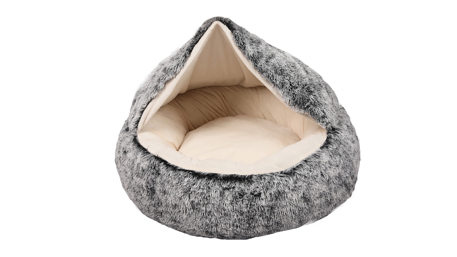 PaWz Washable Round Calming Pet Bed with Snuggle Hood 100 x 30cm - Charcoal