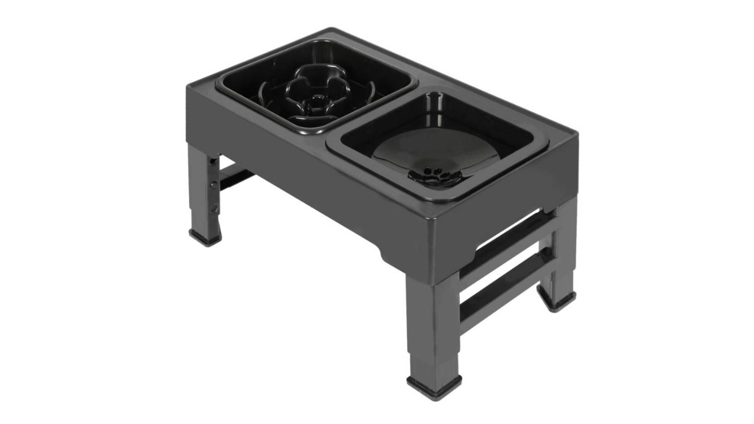 PaWz Elevated Pet Food Stand with Slow Feeder Bowls - Black