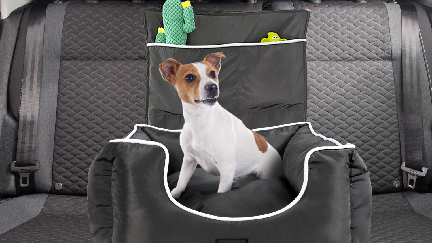 PaWz Pet Car Booster Seat with Safety Harness - Velvet Grey