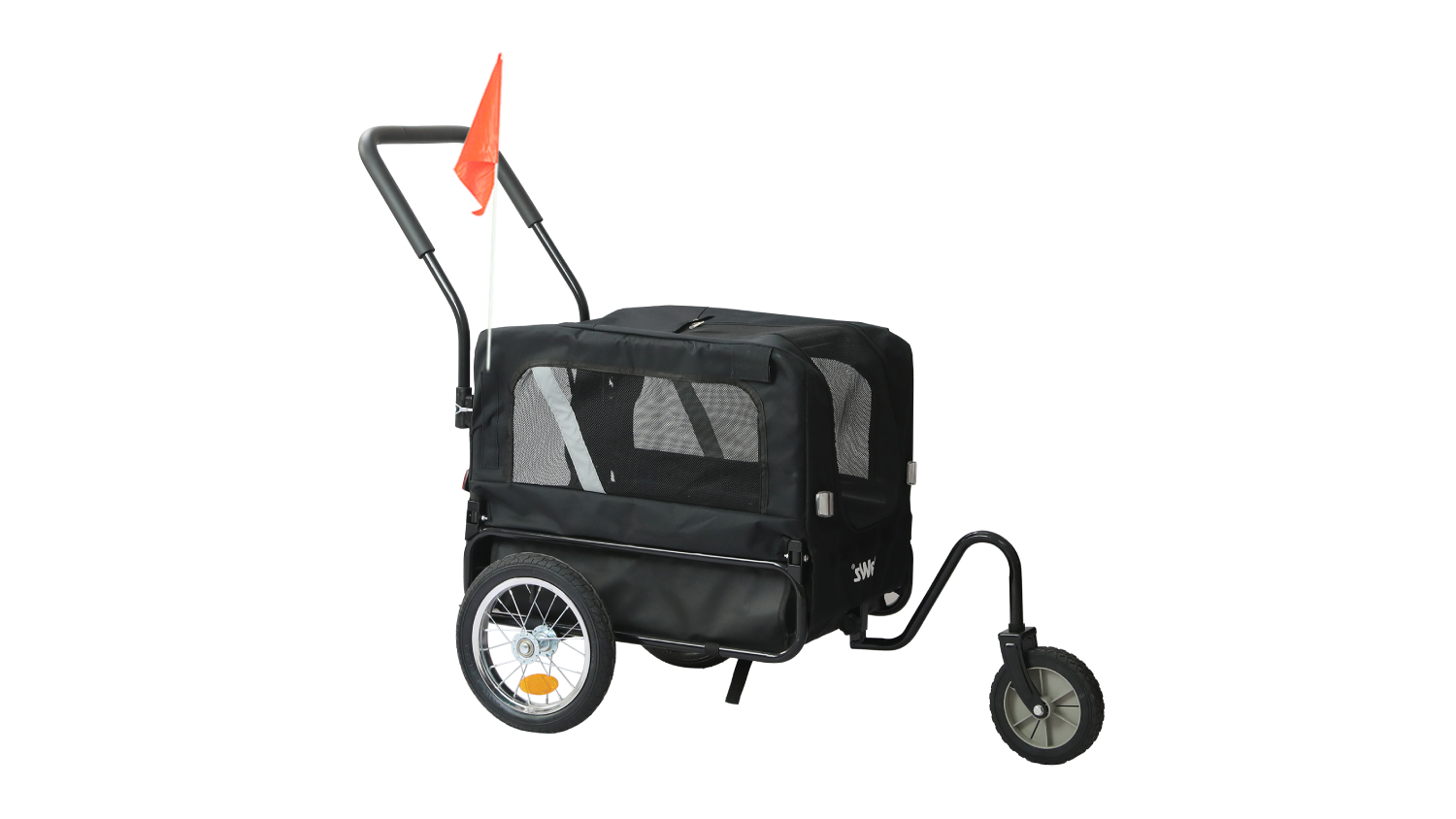 PaWz Pet Transport Trailer for Bikes with Sunroof, Flag