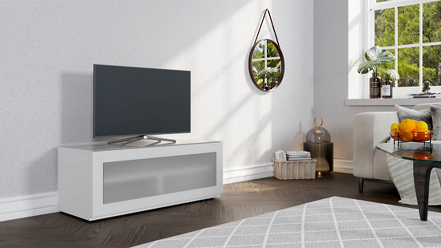 Sonorous 1.1m TV/AV Entertainment Centre Cabinet - White (Studio Series/ST110IWHTWHTBS)