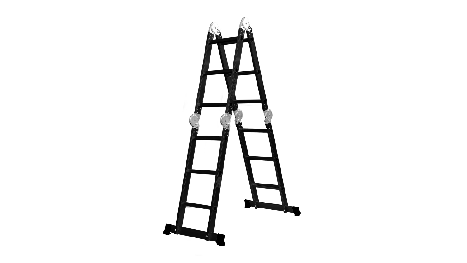 Traderight Folding Aluminum Ladder 3.6m - Black