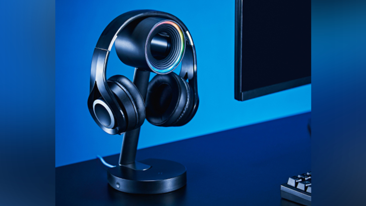 Konic Ring-Headed RGB Headset Stand with Wireless Charging Capability
