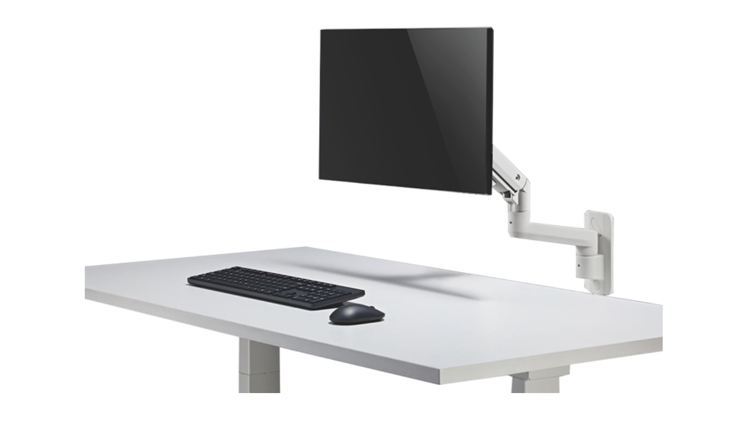 Konic Single Arm Gas Spring Heavy Duty Wall-Mounted Monitor Arm 17"-49" - White