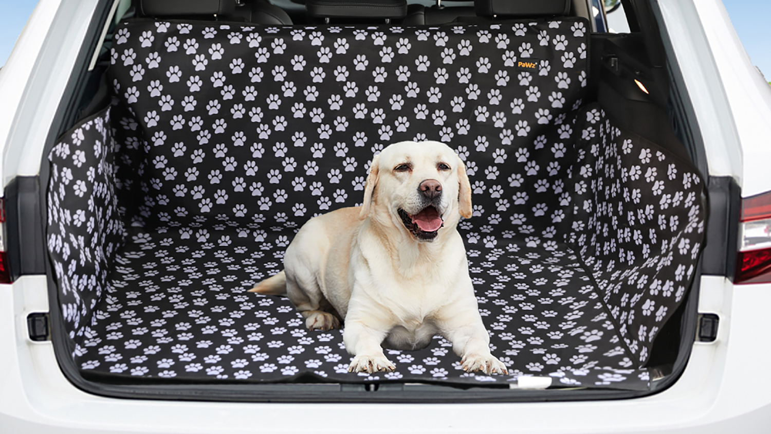 PaWz Waterproof Car Boot Protective Cover - Blue Bone/Paw Print