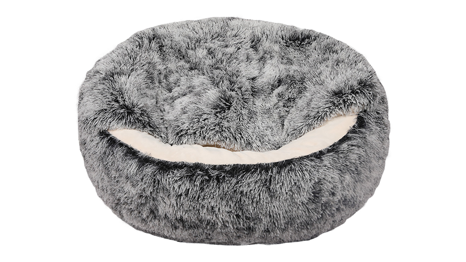 PaWz Washable Round Calming Pet Bed with Snuggle Hood 60 x 25cm - Charcoal