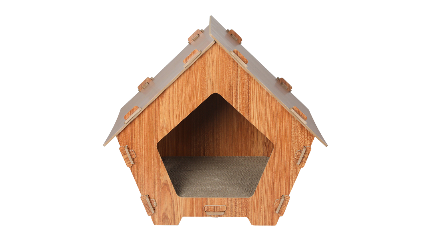 PaWz Pentagonal MDF Cat House with Cardboard Scratcher