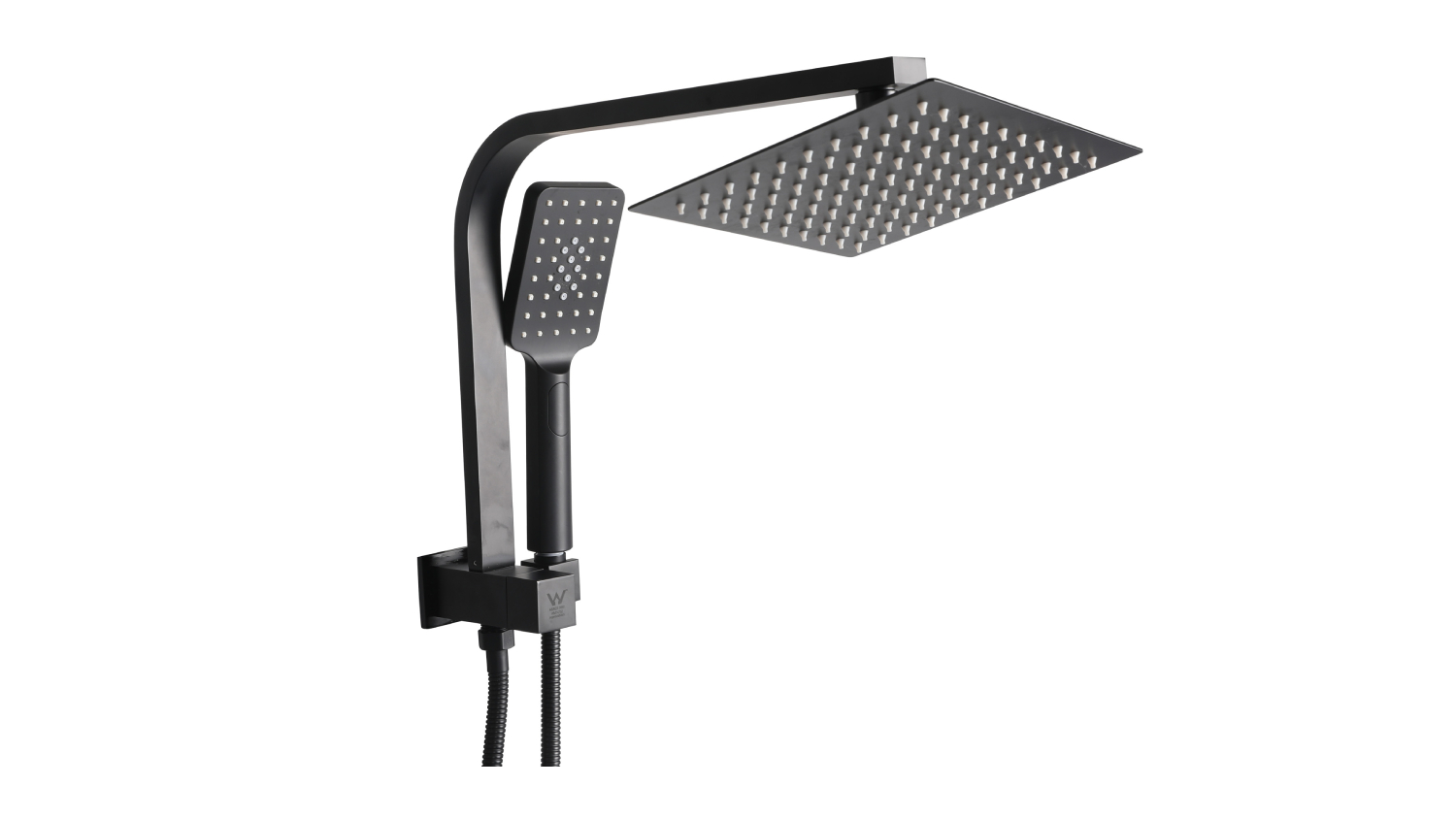 Sello DIY Square Rain Shower Head with Detachable Shower Head - Matte Black