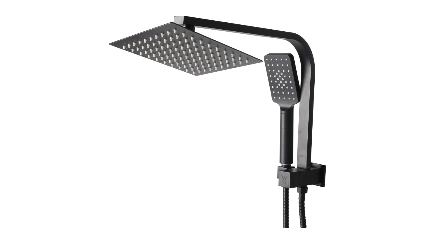 Sello DIY Square Rain Shower Head with Detachable Shower Head - Matte Black